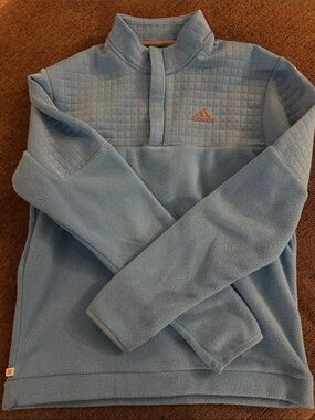 adidas Sky Blue Quilted Yoke Fleece Pullover